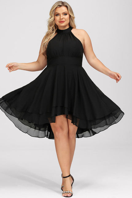 Robe Cocktail Asymétrique En Mousseline - gallery 6