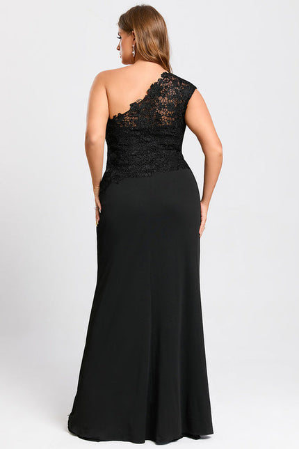 Robe Noire Asymétrique Élégante Fendue - gallery 9