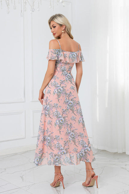 Robe Florale Chic Décolleté Épaule Nue - gallery 7