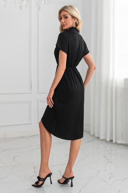 Robe Noire Chic À Manches Courtes - gallery 1