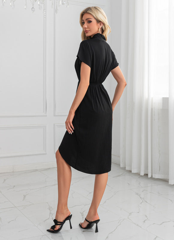 Robe Noire Chic À Manches Courtes - gallery 1