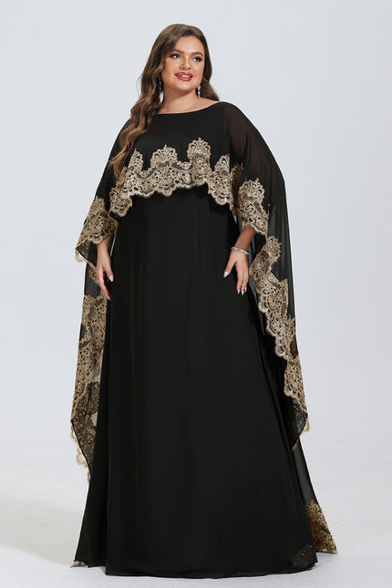 Robe Élégante Avec Cape Brodée - gallery 4