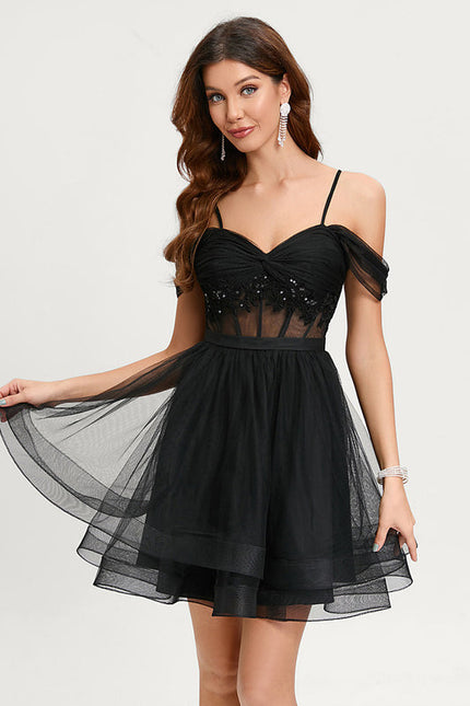 Robe De Bal Tulle Scintillant Noir