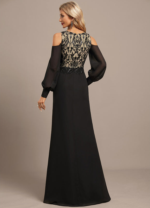 Robe Noire Luxe À Manches Bouffantes - gallery 3
