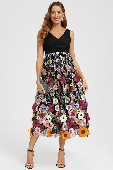 Robe Florale Trapèze Élégante Vaporeuse - gallery 3