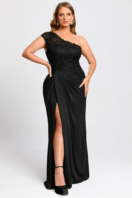 Robe Noire Asymétrique Élégante Fendue - gallery 6