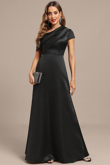 Robe Satinée Asymétrique Élégante Longue