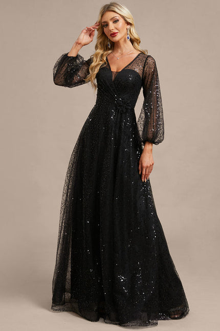 Robe Noire Paillette Élégante - gallery 2