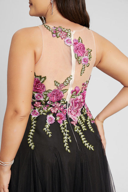 Robe Trapèze En Tulle Noir - gallery 8