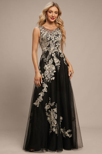 Robe Noire Luxe Tulle Brodé - gallery 4