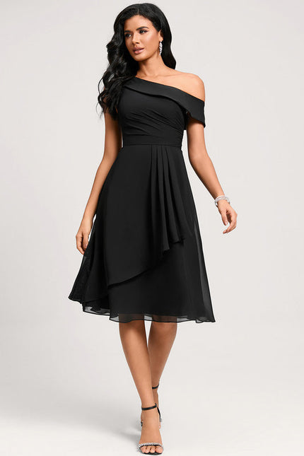 Robe Noire Asymétrique Chic - gallery 1