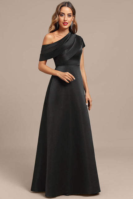 Robe Satinée Asymétrique Élégante Longue - gallery 3