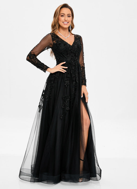 Robe De Bal Tulle Élégante Noire-166 - gallery 1