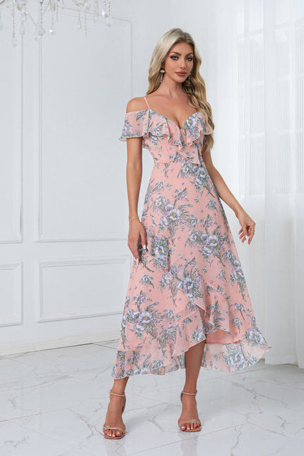 Robe Florale Chic Décolleté Épaule Nue - gallery 6