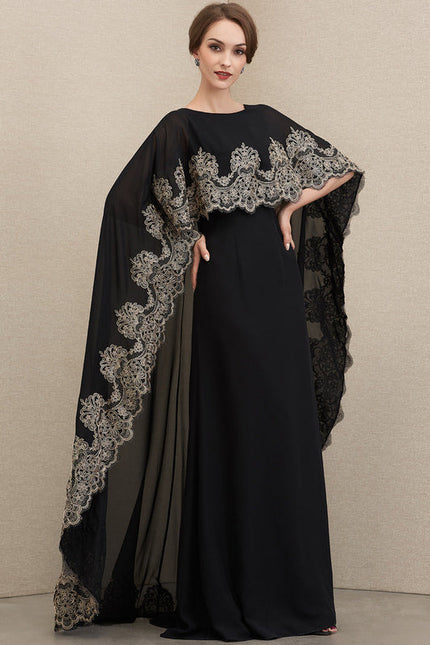 Robe Élégante Avec Cape Brodée - gallery 2