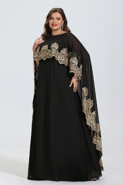 Robe Élégante Avec Cape Brodée - gallery 5