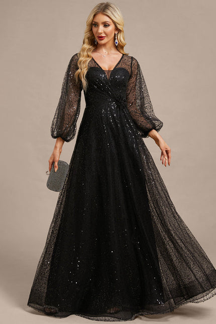 Robe Noire Paillette Élégante - gallery 4