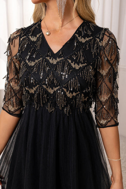 Robe Noire Tulle Paillette - gallery 2