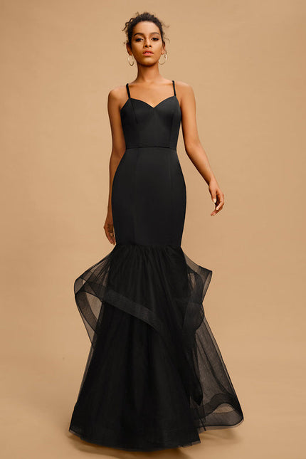 Robe Sirène Chic En Tulle Noir - gallery 3