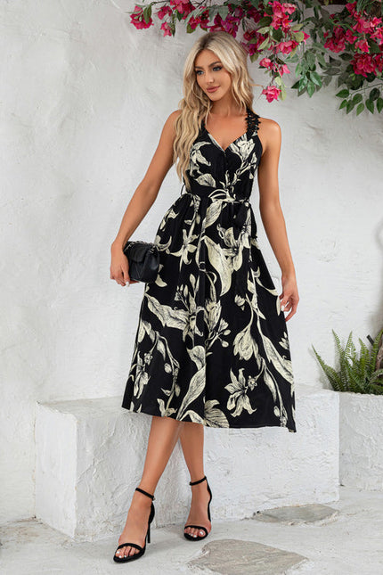 Robe Fleurie Chic Col V Midi