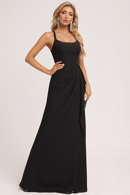 Robe Noire Élégante Fendue Chic - gallery 4