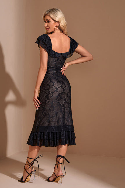 Robe Sirène En Dentelle Florale - gallery 1