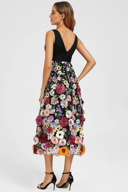 Robe Florale Trapèze Élégante Vaporeuse - gallery 5