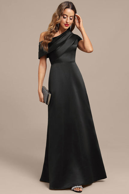 Robe Satinée Asymétrique Élégante Longue - gallery 4