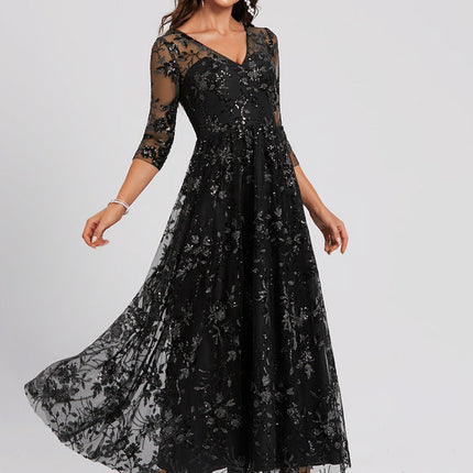 Robe Trapèze En Dentelle Florale