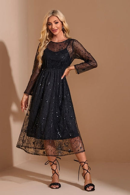 Robe Midi Tulle Scintillant Élégante