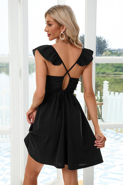 Robe Noire Chic À Volants Légers - gallery 3