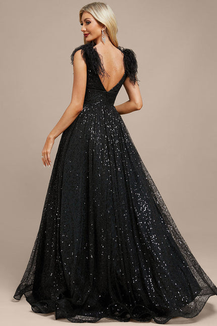 Robe De Soiree Noir A Paillette - gallery 7