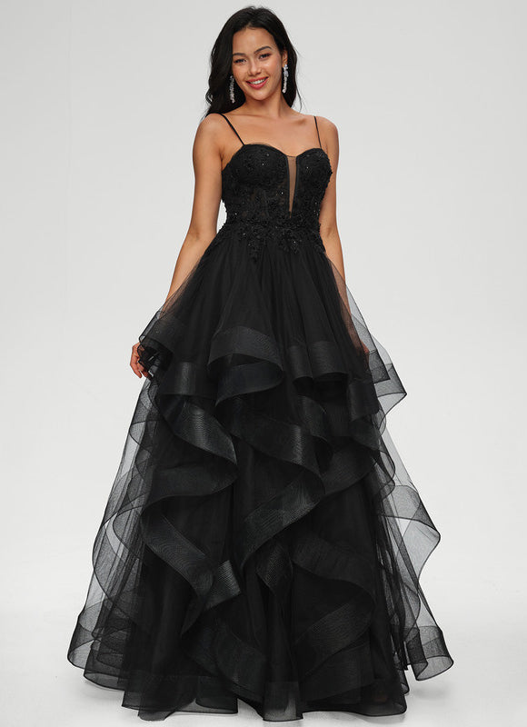 Robe De Bal Tulle À Volants - gallery 1