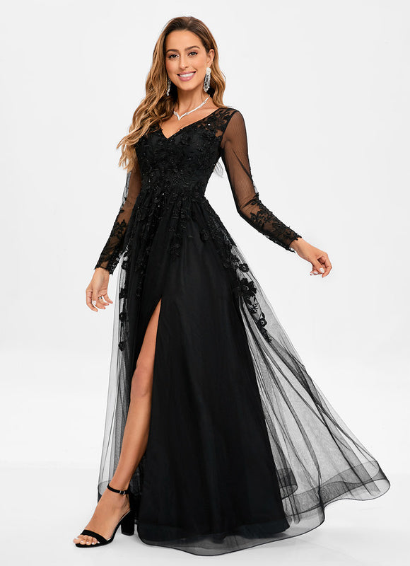 Robe De Bal Tulle Élégante Noire-166 - gallery 5
