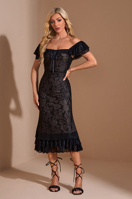 Robe Sirène En Dentelle Florale - gallery 3