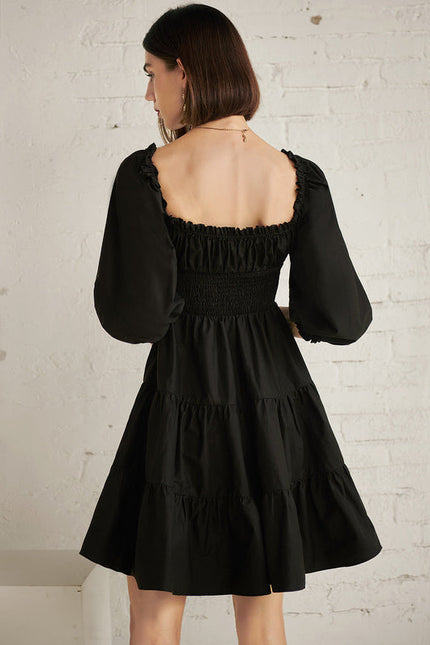 Robe Noire À Volants Mini Chic - gallery 2