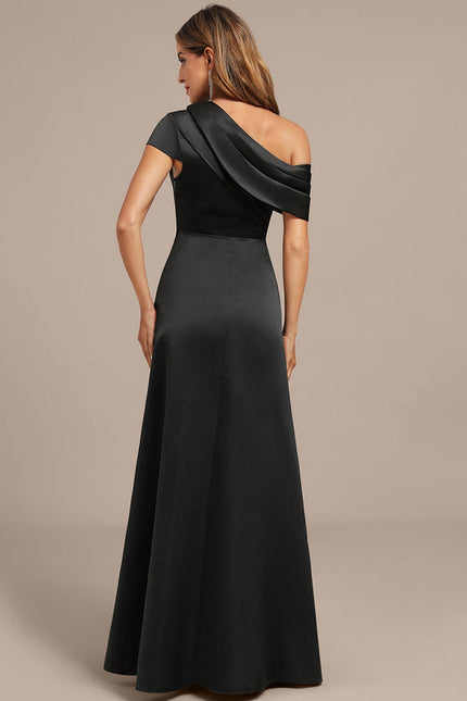 Robe Satinée Asymétrique Élégante Longue - gallery 5