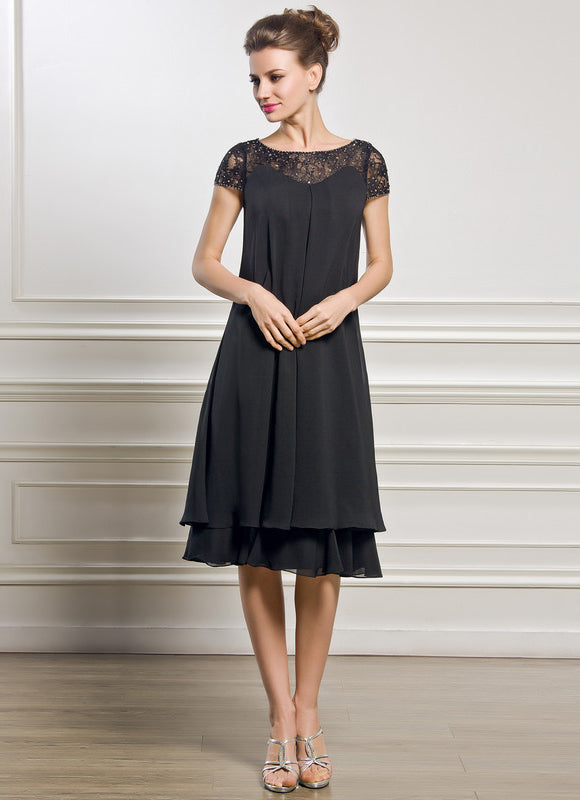 Robe Noire Chic À Dentelle Délicate - gallery 2