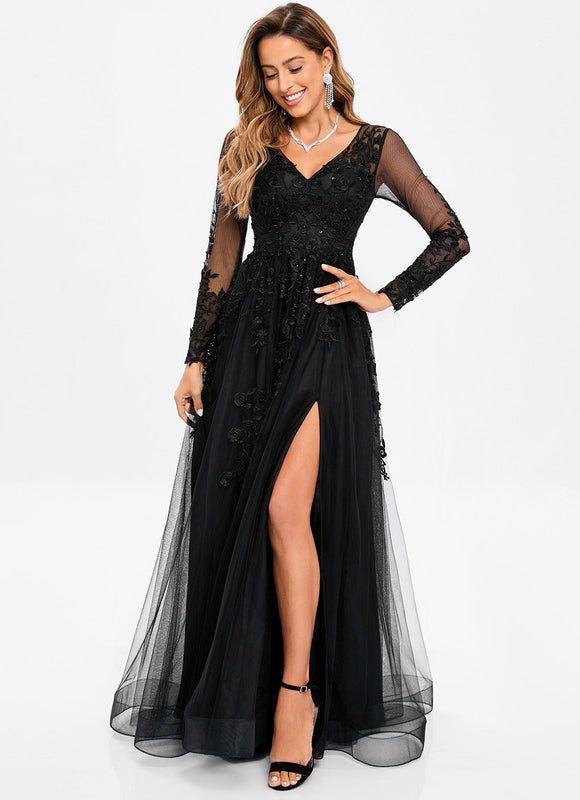 Robe De Bal Tulle Élégante Noire-166 - gallery 6