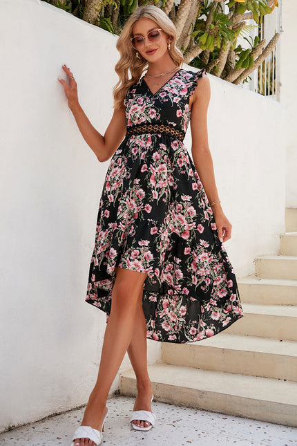 Robe Florale Chic Asymétrique Élégante-307