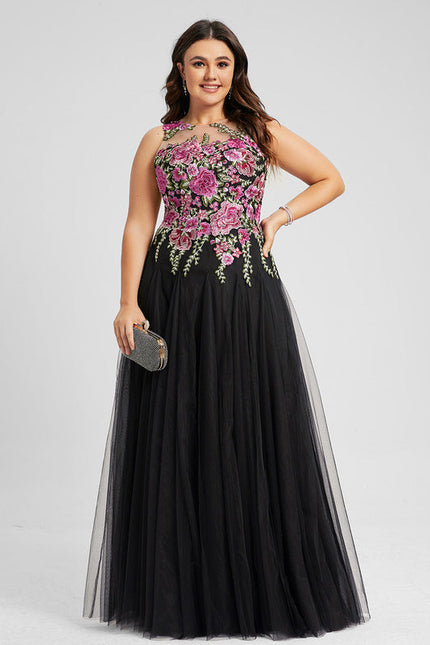 Robe Trapèze En Tulle Noir - gallery 6