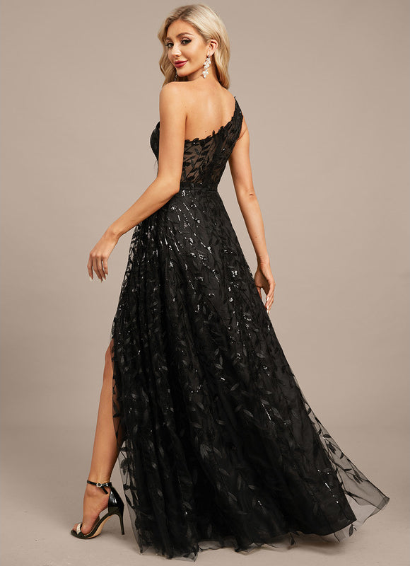 Robe Noire Luxe À Fente - gallery 6