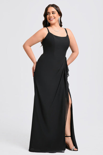 Robe Noire Élégante Fendue Chic - gallery 9