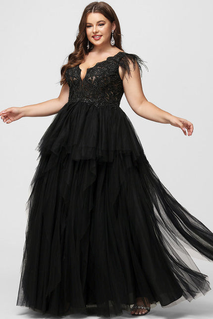 Robe De Bal Tulle Plumes Élégante - gallery 9