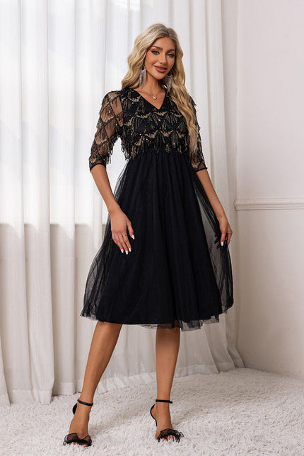 Robe Noire Tulle Paillette - gallery 6