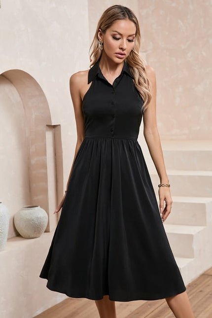 Robe Chemise Noire Satin