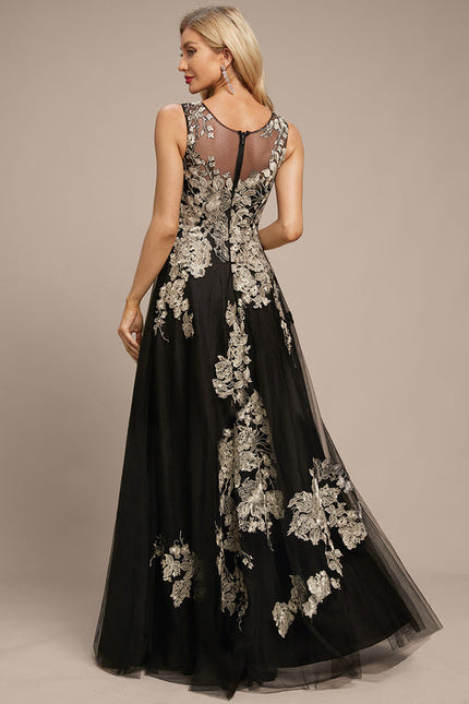 Robe Noire Luxe Tulle Brodé - gallery 3