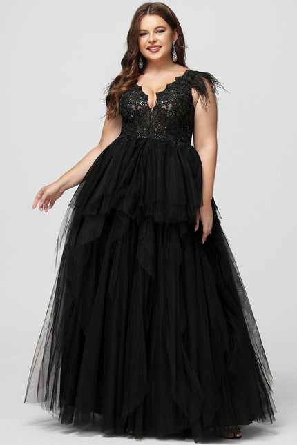 Robe De Bal Tulle Plumes Élégante - gallery 4