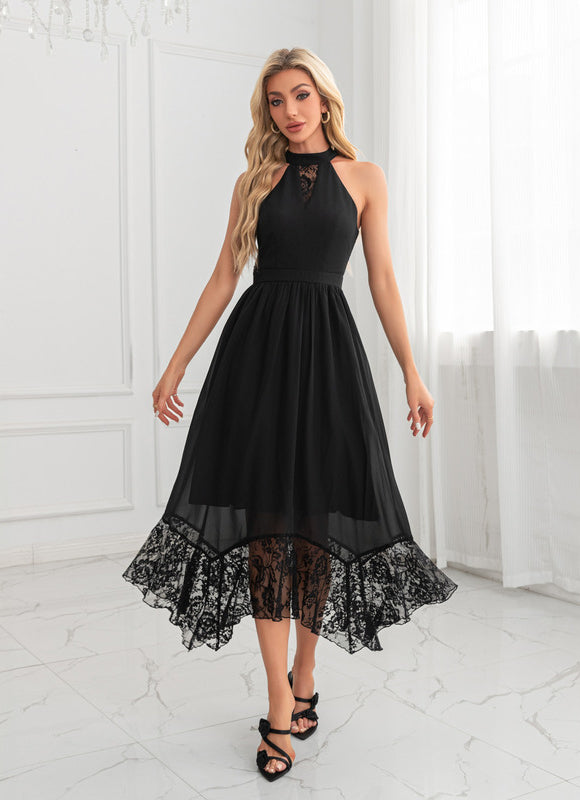 Robe Trapèze Noire En Dentelle - gallery 4