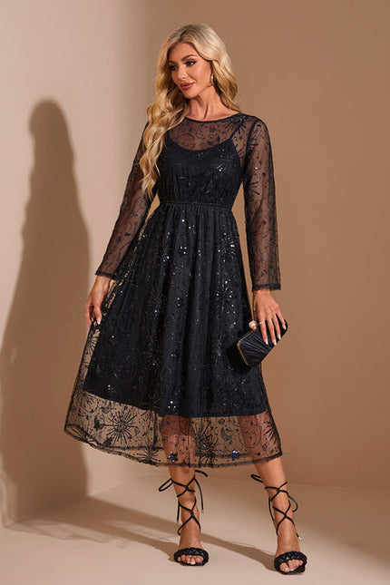 Robe Midi Tulle Scintillant Élégante - gallery 1